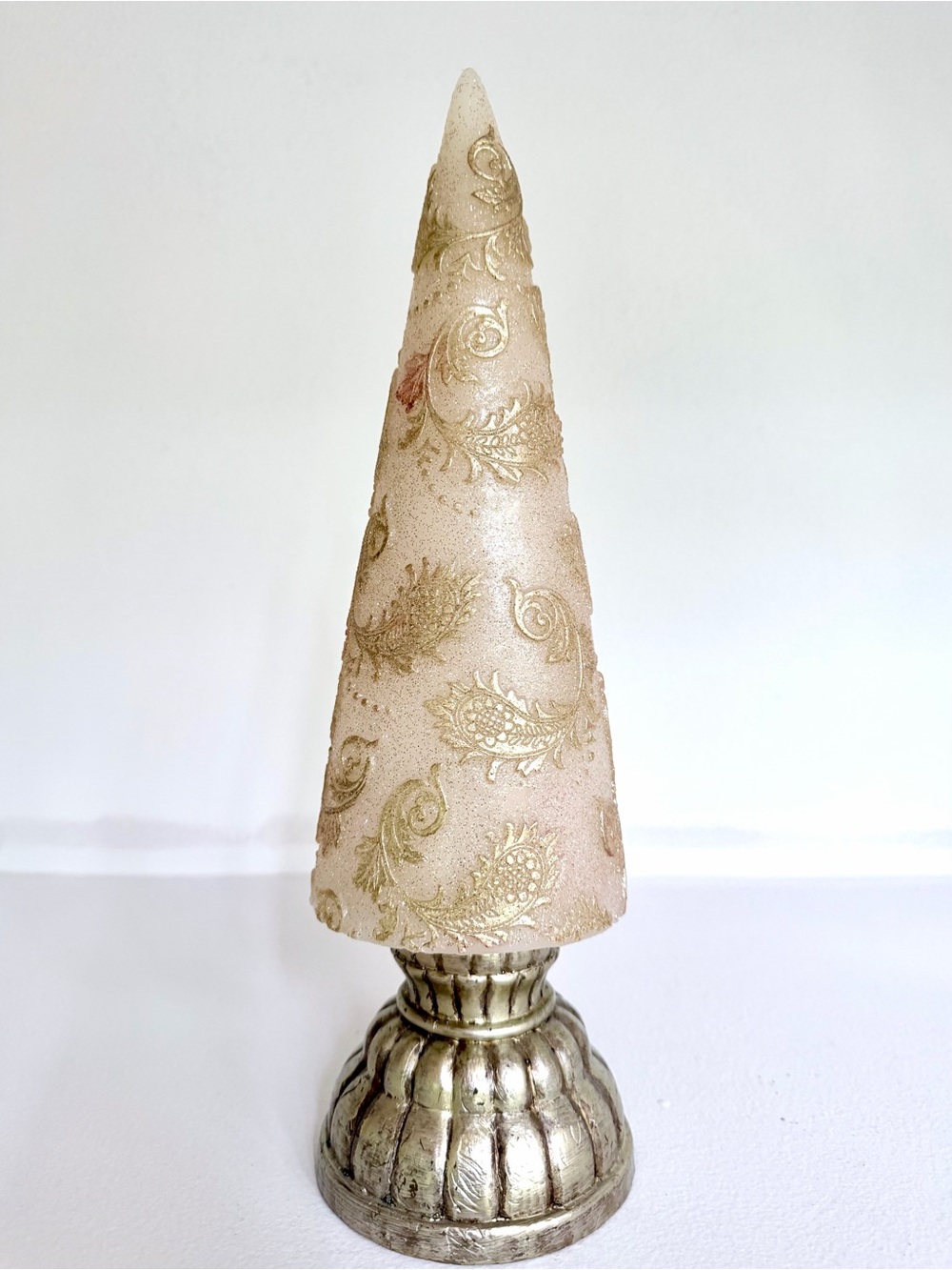 Three Illuminating Gold Wax Holiday Cone Trees - Picture 9 of 16